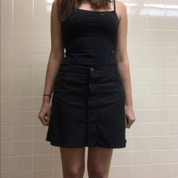Express Button Front Faux Suede Mini Skirt. - Picture 3 of 5